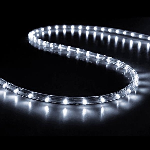 [600-22247] CUERDA DE LUZ, LED, 2 VÍAS, BLANCA 50m, CON 30 LED POR METRO Y 6 FLASH LED BLANCO, CON PROTECCIÓN UV, CORTE CADA 1 METRO, IP65