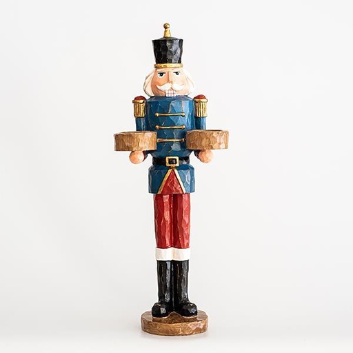 [600-45450] SOLDADO, AZUL-ROJO, PORTAVELAS, 2 ESPACIOS PARA VELAS, 43cm