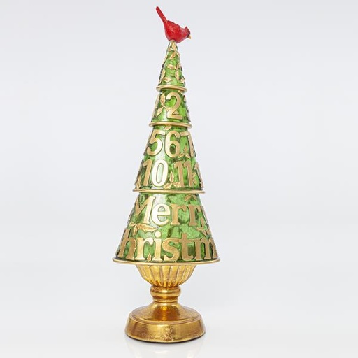 [600-41147] ÁRBOL DE MESA, COBRE, PÁJARO ENCIMA, 16x13x50,5cm