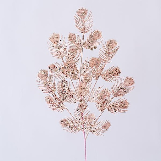 [600-45341] TWIG ROSA, CON BRILLO Y LENTEJUELAS, 75cm