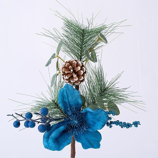 [600-45376] RAMITA CON DECORATIVOS AZULES, 40cm