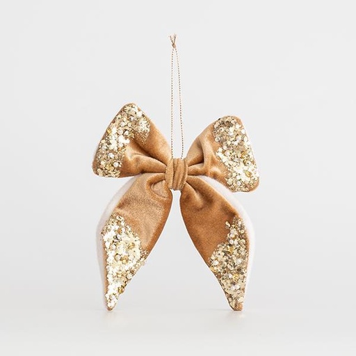 [600-44718] LAZO DE TERCIOPELO MOCA CON BRILLO 15x15cm