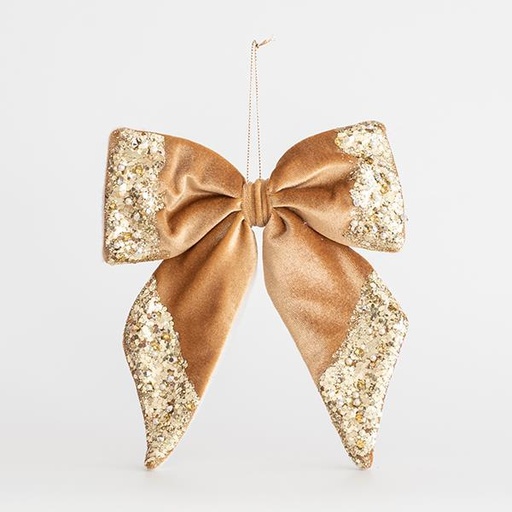 [600-44715] LAZO TERCIOPELO MOCA CON BRILLO 20x20cm