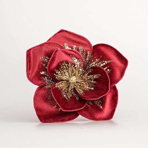 [600-44734] FLOR DE TERCIOPELO, ROJO OSCURO, 20cm