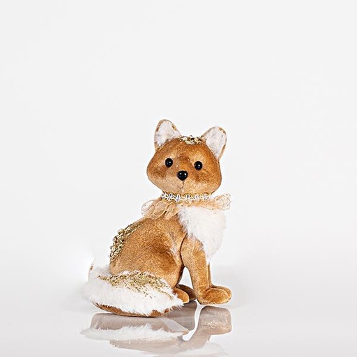 [600-44701] ZORRO DE TERCIOPELO, CON BRILLO DORADO, MOCA, 14x17cm