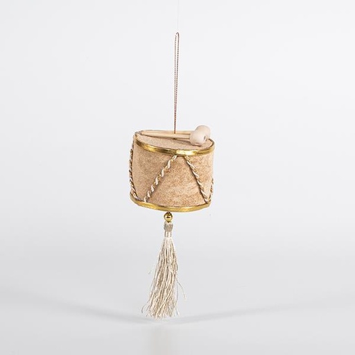 [600-44713] TAMBOR COLGANTE DE TERCIOPELO, MOCHA, 7x16cm