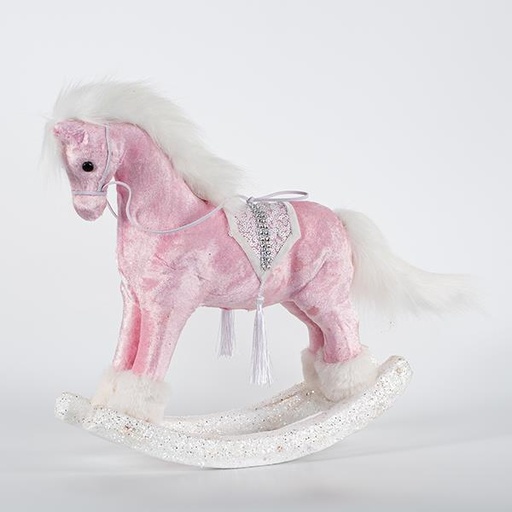 [600-44766] CABALLO DE TERCIOPELO, ROSA-BLANCO, 38x28cm