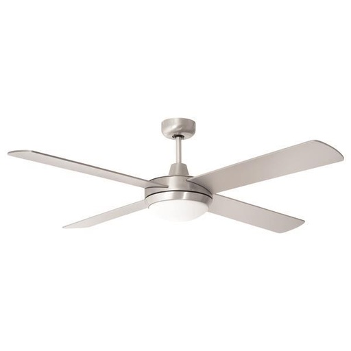 [147-29007] VENTILADOR DE TECHO CON LUZ CON MANDO 4 ASPAS EUROLAMP COLOR NIQUEL E27 Ø132cm 70W 
