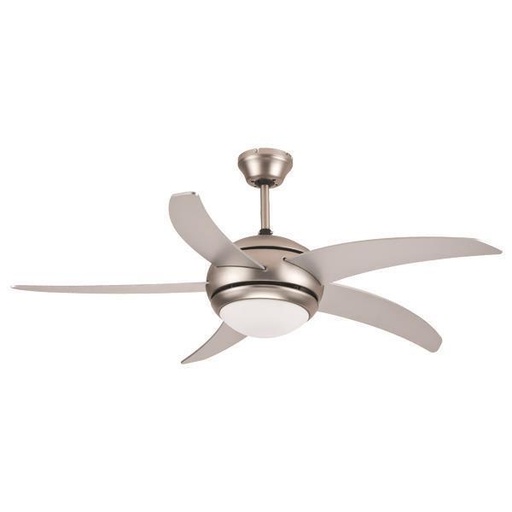 [147-29009] VENTILADOR 5 ASPAS COLOR NIQUEL E27 Ø120 70W C/MANDO
