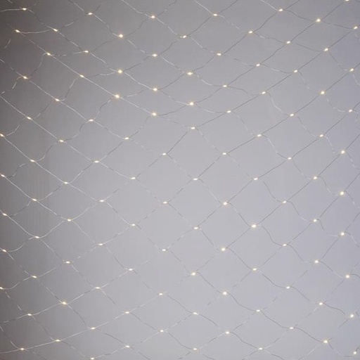 [600-08911] RED, 1560 MINI LED LECHOSO, ADAPTADOR DE 27 V, FIJO, CABLE DE COBRE PLANO TRANSPARENTE, LED BLANCO CÁLIDO, CABLE DE CONDUCCIÓN 5 m, 4 x 3,5 m, IP44