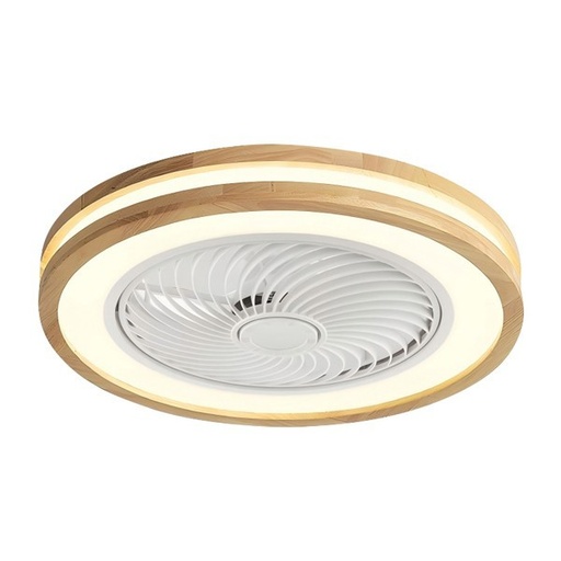 [300-25072] PLAFÓN DECORATIVO CON VENTILADOR COLOR BLANCO Y MADERA Ø50 MOTOR DC 15W CON LUZ LED 41W