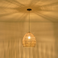 [144-33088] LÁMPARA DE TECHO COLGANTE BAMBÚ "AITHRA" 1xE27 MAX 40W 300x300x300mm MARRÓN ARTE ILLUMINA