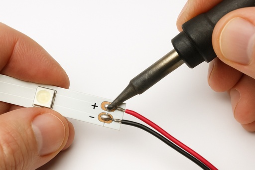 [T000_SOL2] SOLDADURA DE ALIMENTACIÓN CON CABLE PARA TIRA DE LED DE 2 CONTACTOS