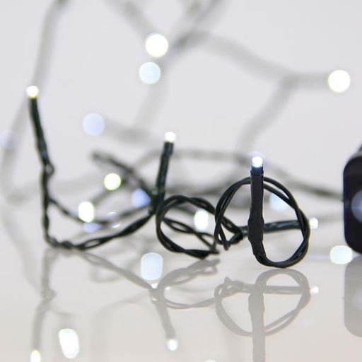 [600-13220] LÍNEA, 180 LED 3 mm, ADAPTADOR 31 V, 8 M/F Y MEMORIA, CABLE PVC VERDE, LED BLANCO POR 5 cm, CABLE CONDUCTOR 3 m, IP44