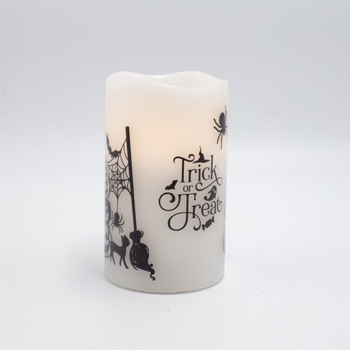 [147-15138] VELA ENCENDIDA CON LLAMA EN MOVIMIENTO, DISEÑO DE HALLOWEEN, TEMPORIZADOR, 7,5x12,5cm, IP20