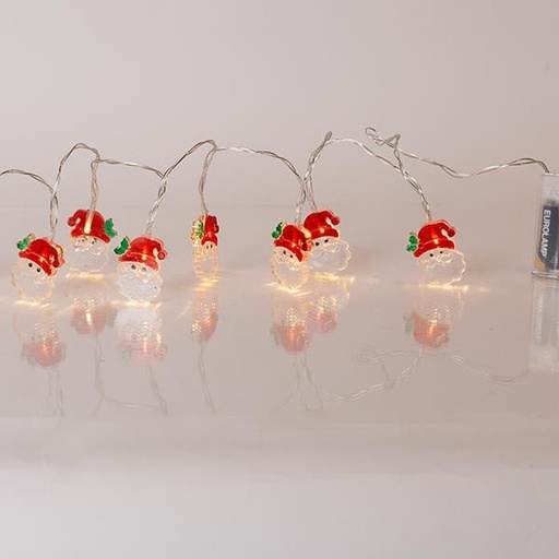 [600-03062] LÍNEA, 10 LED 5mm, CON PAPEL DE PLÁSTICO, CAJA DE PILAS 3xAA, TEMPORIZADOR, CAJA DE PVC TRANSPARENTE, LED BLANCO CÁLIDO, POR 10cm, CABLE DE CONDUCCIÓN 30cm, IP20