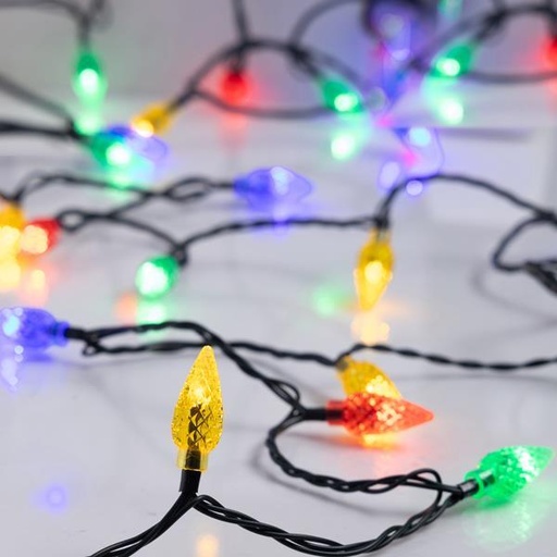 [600-03921] LÍNEA, 100 LED 5 mm, CON DIAMANTES DE COLORES 3 cm, ADAPTADOR 31 V, FIJO, CABLE PVC VERDE, MULTILED, POR 10 cm, CABLE CONDUCTOR 3 m, IP44