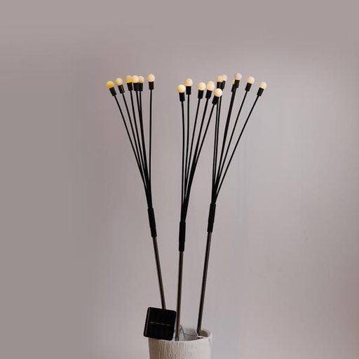 [600-04561] LÍNEA, JUEGO DE 3 BOLAS BLANCAS DE 80 cm, Φ1,7 cm, 6 RAMAS CADA JUEGO, PANEL SOLAR CON SENSOR DE LUZ, 18 LED BLANCO CÁLIDO, POR 50 cm, CABLE DE CONDUCCIÓN DE 1 m, IP44