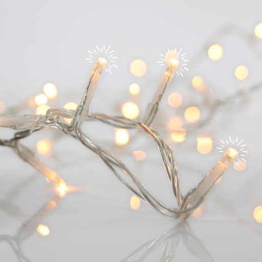 [600-06593] CARÁMBANO, 144 LED de 3 mm, ADAPTADOR DE 36 V, 4 CONECTORES (HASTA 3 JUEGOS), CABLE DE PVC TRANSPARENTE, 120 LED BLANCO CÁLIDO + 24 LED BLANCOS DE DESTELLO, (Alto 60 x Ancho 300 cm, 5/7/5/7), CABLE DE CONDUCCIÓN DE 3 m, IP44