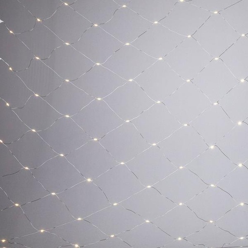 [600-08881] RED, 150 MINI LED LECHOSO, ADAPTADOR DE 27 V, FIJO, CABLE DE COBRE DE PVC TRANSPARENTE, LED BLANCO CÁLIDO, 200 (An) x 250 (Al) cm, CABLE DE CONDUCCIÓN DE 5 m, IP44