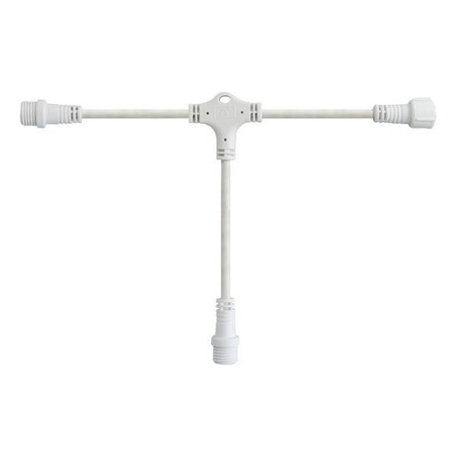 [600-09773] Cable de goma blanco tipo T, 3 conectores, 10 cm, IP65.