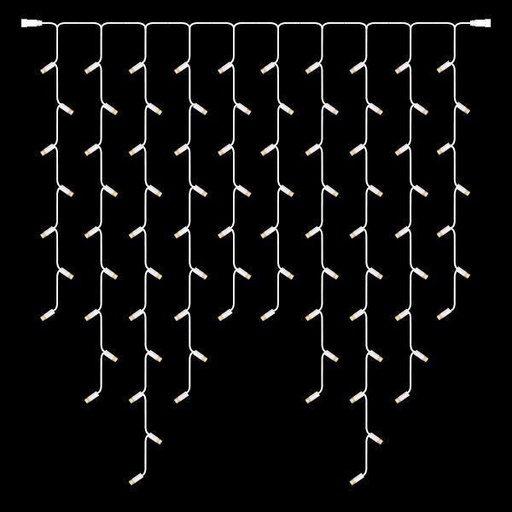 [600-09871] Carámbano DIY, 86 LED de 5 mm con copas, 230 V, cable de goma blanco, con extensión, LED blanco cálido, por 10 cm (alto 110 x ancho 100 cm, 7/9/11/9/7), IP65 (sin enchufe)