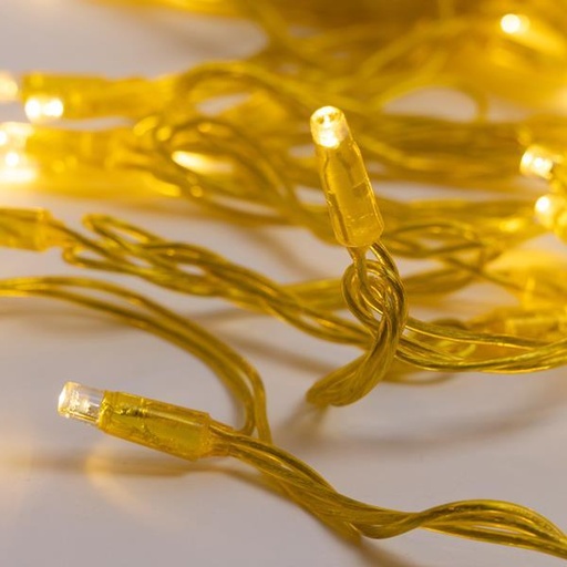 [600-09963] LÍNEA, 96 LED 5 mm CON COPAS, 24 V, 2 CONECTORES HASTA 8 JUEGOS, CABLE DE PVC DORADO TRANSPARENTE, LED DE LUZ DÍA, POR 10 cm, SIN ENCHUFE, SIN ADAPTADOR, SIN CABLE, IP44