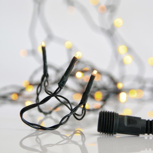 [600-15401] LÍNEA, 300 LED 3 mm, ADAPTADOR 31 V, 4 CONECTORES HASTA 3, CABLE PVC VERDE, LED BLANCO CÁLIDO, POR 5 cm, CABLE 3 m, IP44