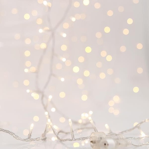 [600-17181] CORTINA, 480 LED 3 mm, ADAPTADOR 31 V, 4 CONECTORES HASTA 3 JUEGOS, CABLE DE PVC TRANSPARENTE, LED BLANCO CÁLIDO (Alto 300 x Ancho 300 cm, 20 LÍNEAS x 24 LED), CABLE DE CONDUCCIÓN 3 m, IP44