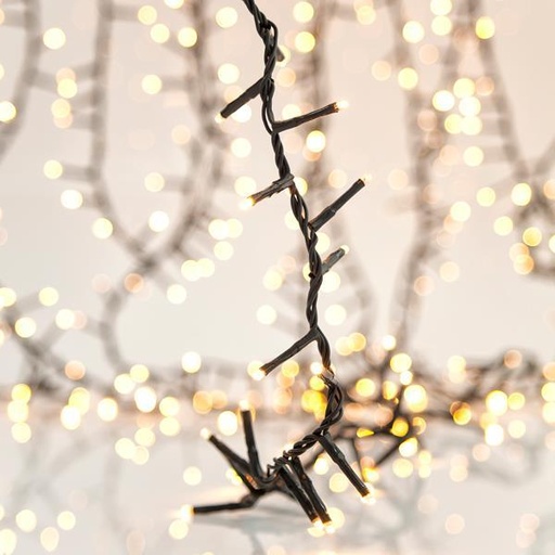 [600-19301] SERPIENTE, 800 LED 3 mm, ADAPTADOR 31 V, 4 CONECTORES HASTA 2 JUEGOS, CABLE PVC VERDE, LED BLANCO CÁLIDO, POR 2 cm, CABLE 3 m, IP44