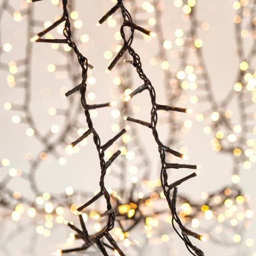 [600-19461] SERPIENTE, 1300 LED 3 mm, ADAPTADOR 31 V, 4 CONECTORES HASTA 2, CABLE PVC VERDE, LED BLANCO CÁLIDO, POR 2 cm, CABLE 3 m, IP44