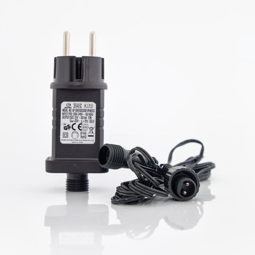 [600-19900] ADAPTADOR FIJO, 31V/12W, HASTA 1500 LED, CABLE PVC VERDE, CABLE CONDUCTOR 3m, IP44