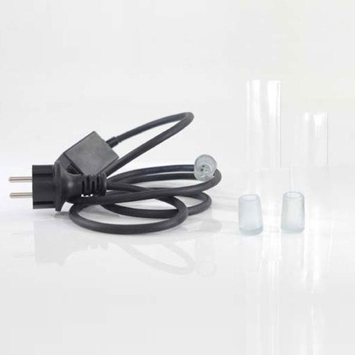 [600-22253] SET PARA CABLE DE LUCES LED DE 3 VÍAS 1,5m, ENCHUFE, CONEXIÓN MÁXIMA 50m, 1 ENCHUFE DE 3 HILOS CON PIN + 1 PIN DE CONEXIÓN INTERMEDIA 3w + tapa de 13mm + 2 TUBOS TERMORETRÁCTILES + 1 PEGAMENTO