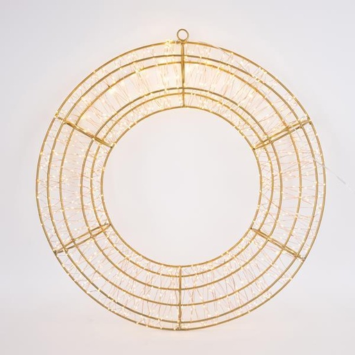 [600-22534] Guirnalda luminosa de 58 cm, 1200 LED, adaptador de 31 V, temporizador, estructura de metal color bronce, cable de cobre color bronce, LED blanco cálido, cable de 5 m, IP44