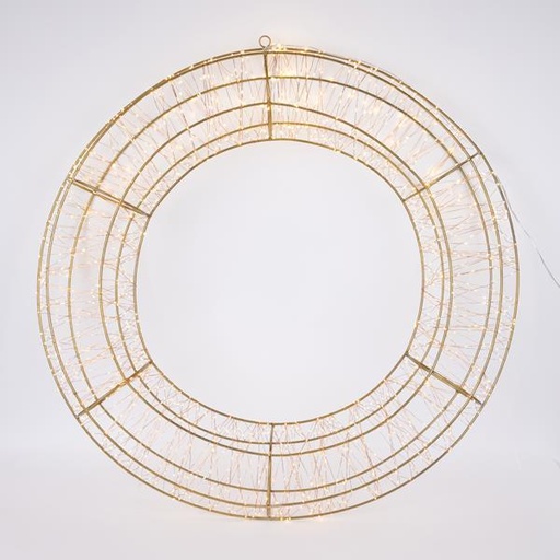 [600-22535] Guirnalda luminosa de 80 cm, 1680 LED, adaptador de 31 V, temporizador, estructura de metal color bronce, cable de cobre color bronce, LED blanco cálido, cable de 5 m, IP44