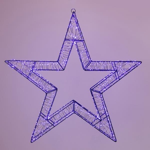 [600-22540] ESTRELLA ILUMINADA DE 50 cm, 1200 LED, ADAPTADOR DE 31 V, TEMPORIZADOR, ESTRUCTURA DE METAL NEGRO, CABLE DE COBRE NEGRO, LED MORADO, CABLE DE 5 m, IP44