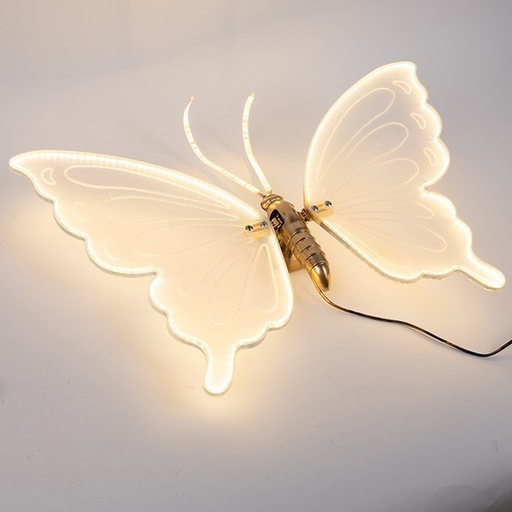 [600-22583] MARIPOSA ILUMINADA DE 80 CM CON MOVIMIENTO, ADAPTADOR DE 24 V, 120 LED/M, LED BLANCO CÁLIDO, CABLE DE 3 M, IP44
