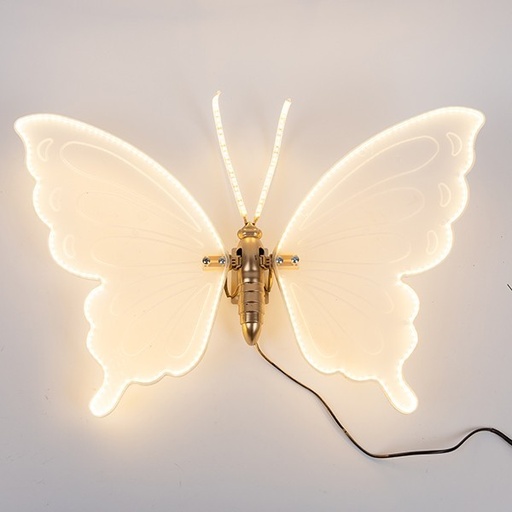 [600-22584] MARIPOSA ILUMINADA DE 100 CM CON MOVIMIENTO, ADAPTADOR DE 24 V, 120 LED/M, LED BLANCO CÁLIDO, CABLE DE 3 M, IP44