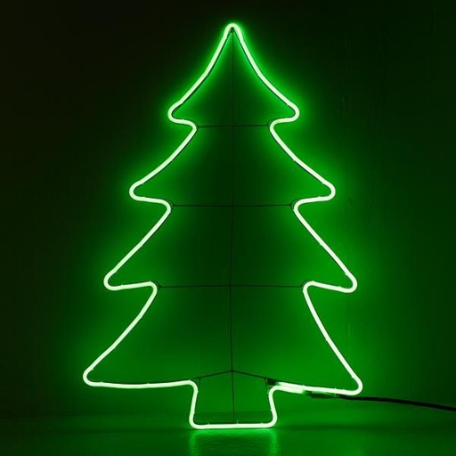 [600-23109] Árbol de Navidad 65*74 cm, 230 V, 3 m, luz LED neón, verde, bidireccional, cable de 1,5 m, IP44