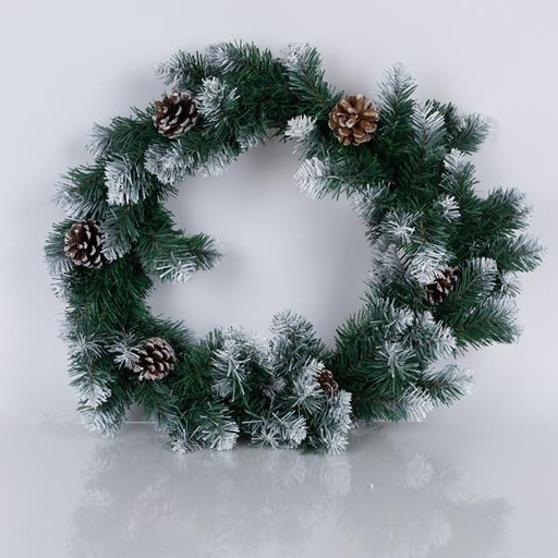 [600-30634] CORONA DE NIEVE CON PIÑAS, 50 cm