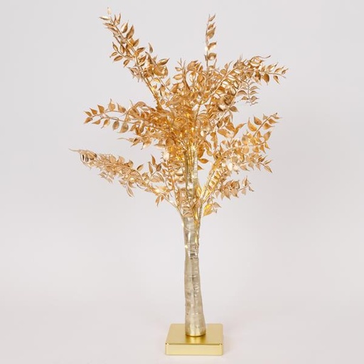 [600-30712] ÁRBOL RUSKUS DORADO 60cm, CAJA DE PILAS 3xAA, TEMPORIZADOR, 40 MINI LED BLANCO CÁLIDO, IP20
