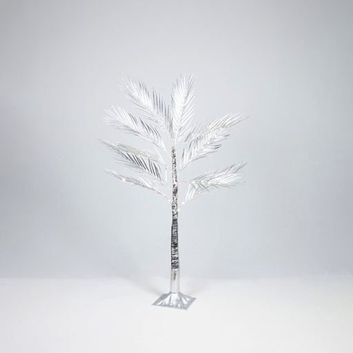 [600-30725] ÁRBOL DE HOJAS DE HELECHO CON HOJAS PLATEADAS 1,2m, ADAPTADOR, 80 MINI LED BLANCO CÁLIDO, CABLE DE 3m, IP44