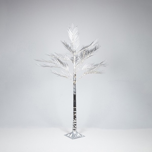 [600-30726] ÁRBOL DE HOJAS DE HELECHO CON HOJAS PLATEADAS 1,5m, ADAPTADOR, 110 MINI LED BLANCO CÁLIDO, CABLE DE 3m, IP44