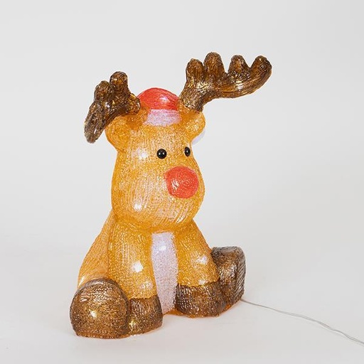 [600-40889] LED ACRÍLICO MARRÓN CIERVO, ADAPTADOR DE 3,5 V, 35 LED BLANCO CÁLIDO + 5 LED FLASH BLANCO CÁLIDO, CABLE DE 5 m, 23 x 19 x 30 cm, IP44