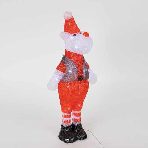 [600-40891] CIERVO ACRÍLICO ROJO Y BLANCO, ADAPTADOR DE 3,5 V, 40 LED BLANCOS, CABLE DE 5 m, 22,5 x 15 x 50 cm, IP44