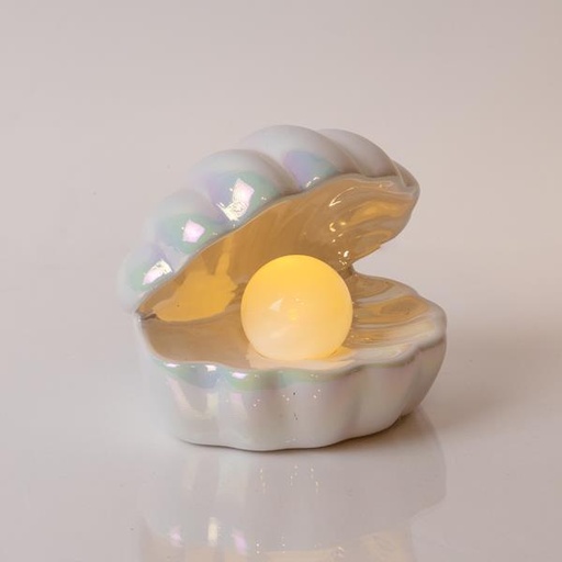 [600-41217] CARCASA DE CERÁMICA, BLANCA, ILUMINADA, FUNCIONA A PILAS, 1 LED BLANCO CÁLIDO, 14,7x12,5x14cm