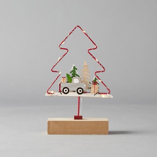 [600-41658] ÁRBOL METÁLICO ILUMINADO, FUNCIONA A PILAS, 12,5 x 4,5 x 19 cm, IP20