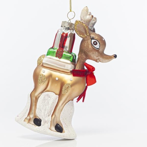 [600-42486] ADORNO DE VIDRIO, CERVITO, 8x13x3,5cm