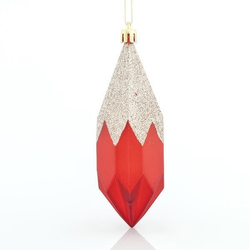 [600-42663]  ROJO DIAMANTE CON BRILLO CHAMPÁN, PLÁSTICO, SET DE 3 PIEZAS, 13x4,5cm