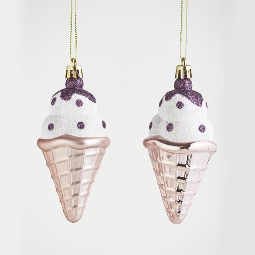 [600-42748] HELADO DE PLÁSTICO, SET DE 4 PIEZAS, 2 ROSA MATE, 2 ROSA BRILLANTE, 10 * 5 cm